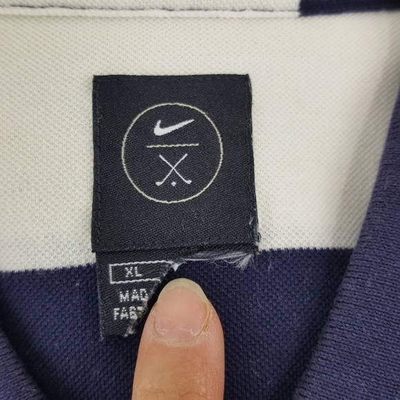 Nike Golf Shirt Dark Blue & White Striped - Picture 4 of 7